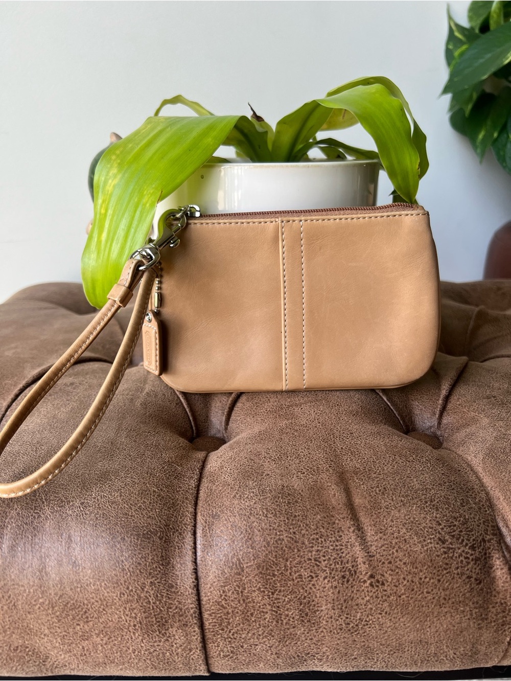 Coach Tan Leather Wristlet
